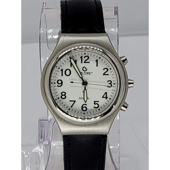 Men's On-Time Atomic Watch with Black Leather Strap - Picture 6 of 9